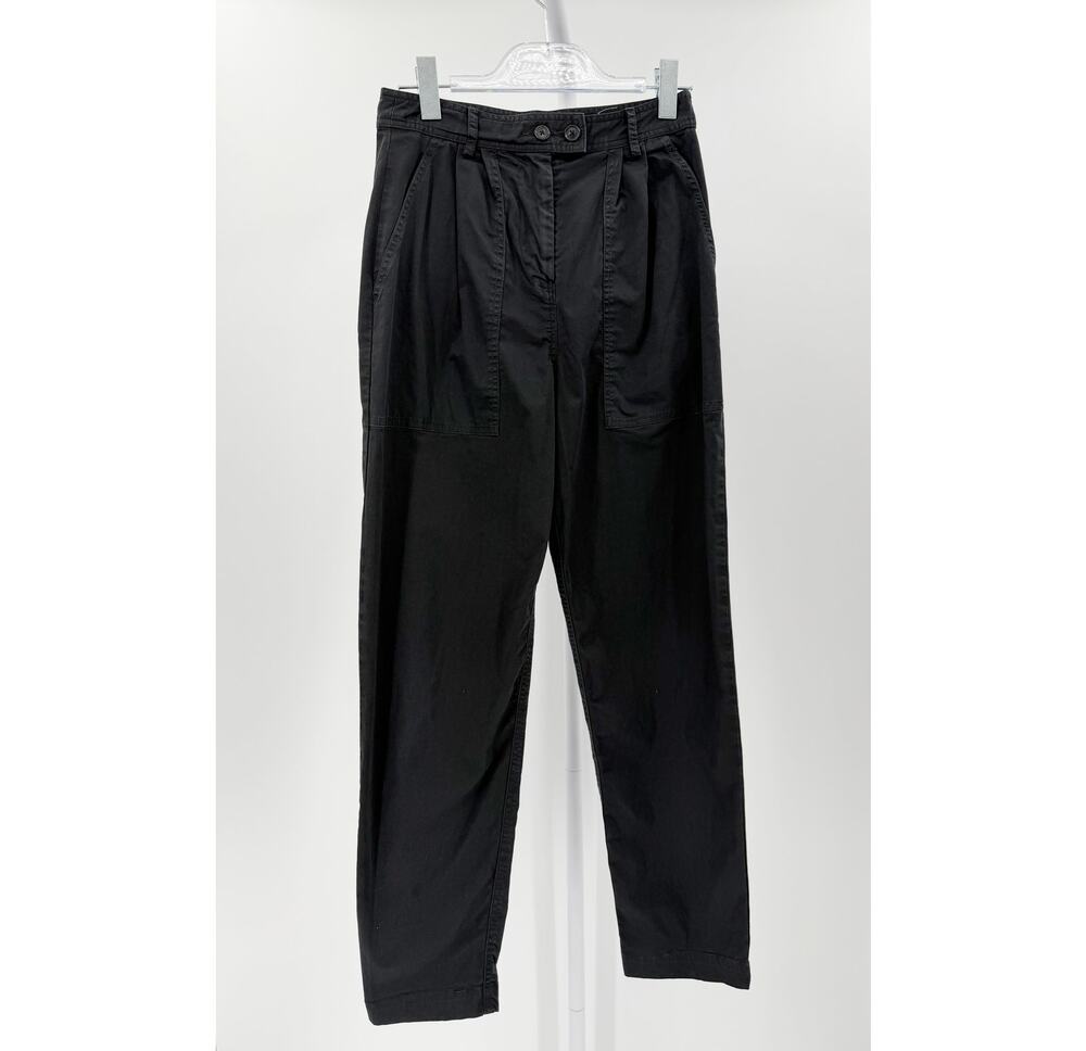 Nili Lotan Black Cotton Pleated Utility Trousers Pants Size 2 High Rise Cargo